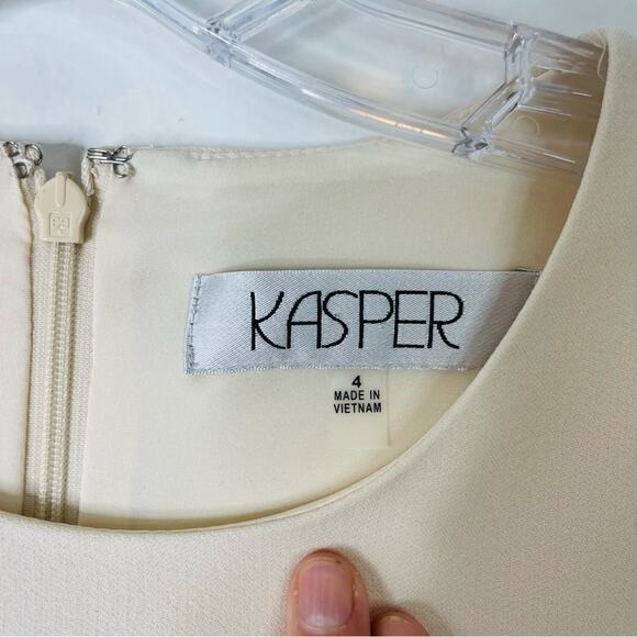 NEW Kasper red black tan color block preppy office midi dress 4 - Picture 5 of 7